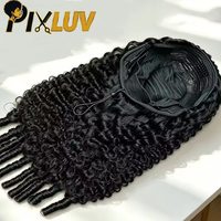 Perruque mi-tête bouclée birmane, perruque mi-tête afro crépue bouclée en cheveux humains, perruque sans colle avec cordon de serrage et clips invisibles, idéale pour les débutantes