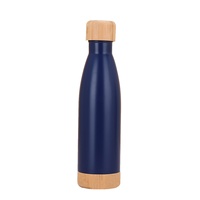 Bouteille d'eau isotherme à petite ouverture de 500 ml avec base en bambou, gourde portable créative en forme de bouteille de Coca, anti-fuite pour usage quotidien