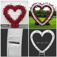 Arche Florale Cœur en Roses Artificielles Personnalisées pour Décoration de Fond de Mariage, Vente en Gros
