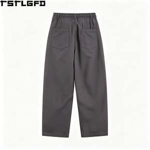 Pantalones Dart Personalizados con Pliegues en la Rodilla para Hombre, Gris Carbón, Pierna Ancha, Holgados, Estructurados, de Algodón, Estilo Urbano y Techwear, Venta al por Mayor - Product Image 5