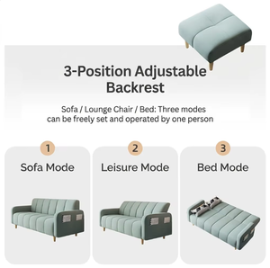 Divano Letto Moderno in Tessuto Stile Nordico Antnovelty, Arredamento per Soggiorno, Divano Convertibile con Tasca Laterale per Piccoli Appartamenti - Product Image 2