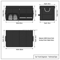 Organisateur de coffre de voiture pliable Oxford avec poche à chaussures indépendante, boîte de rangement imperméable multi-compartiments pour coffre de voiture, SUV, camion