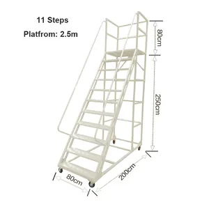 Lichtgewicht Draagbare Mobiele Trapladder Metalen Staal Veiligheid 1.5M 6 Stappen Ladder Voor Magazijn