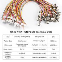 Conector de Aviación GX12 de 2-7 Pines, Conector de Cable Interno para Soldar de 3M/5M - Conector Macho para Placa PCB, Conector para Sensor