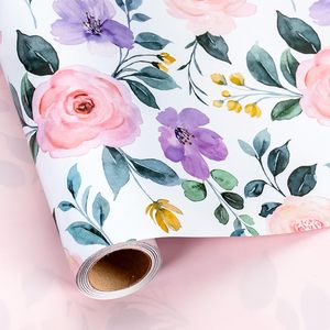 Pink Flowers <b>Wrapping</b> <b>Paper</b> 17 Inch X 16.5 Feet Double Side Eco Friendly Gift Craft Packaging - Product Image 1