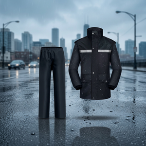 Men's Waterproof Solid Color Tracksuit Set Full Sleeve Stand Collar <b>Jacket</b> Pants Casual Autumn Outdoor Wear Regular Fit - Product Image 2