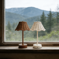 Nouvelle lampe de table créative en rotin, style japonais rétro, veilleuse à intensité variable, rechargeable, style d'Asie du Sud-Est, lampe de décoration pour la maison