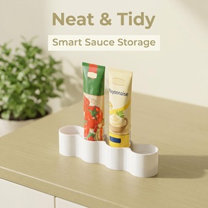 Multifunctional <b>Toothpaste</b> Ketchup <b>Dispenser</b> Storage Rack White PP Rectangular Detachable For Kitchen Bathroom Use - Product Image 3