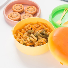 Double boîte à déjeuner pour enfants en <span class=keywords><strong>forme</strong></span> de hamburger personnalisée Petite boîte à lunch coréenne en plastique allant au micro-ondes avec cadeau - Product Image 4