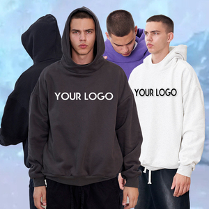 Pull à capuche en molleton 100 % coton, personnalisable avec logo, couleur unie, épais, coupe oversize, écologique, coupe-vent pour homme – Vente en gros - Product Image 2