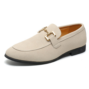 Mocassins en daim pour hommes, bout rond, boucle en métal, chaussures en cuir décontractées, style britannique, été 2022, grande taille - Product Image 5