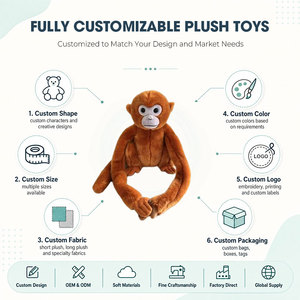 Peluche singe à longs bras, peluche douce à câliner avec de grandes pattes, peluches mignonnes pour enfants, logo et taille personnalisés OEM ODM - Product Image 2
