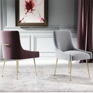 Silla de comedor moderna de lujo, muebles italianos de Hotel, tapizados en tela <span class=keywords><strong>americana</strong></span> de <span class=keywords><strong>terciopelo</strong></span> con parte trasera insertada, Estilo Vintage - Product Image 5