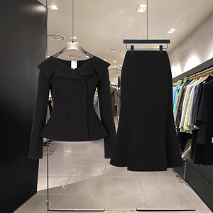 Conjunto de 2 Piezas de Blazer y Falda con Cuello <span class=keywords><strong>Peter</strong></span> <span class=keywords><strong>Pan</strong></span> para Mujer, Blusa de Manga Larga y Falda de <span class=keywords><strong>Sirena</strong></span> para Negocios - Product Image 1
