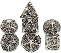 Set Dadu DND Polihedral Naga Terbang Ramah Lingkungan Tahan Lama dari Logam Paduan Seng
