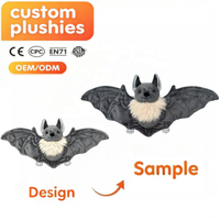 Peluche chauve-souris personnalisée mignonne, jouet en peluche doux pour Halloween, design personnalisé OEM ODM, décoration de fête d'Halloween, vente en gros