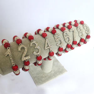 Bracciale rosso numero 1-9 con perline da confraternita alla moda gioielli in lega di zinco regalo perfetto con 2 3 4 5 6 7 8 9 - Product Image 1