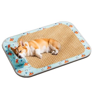 Dog bed, pet <b>cooling</b> <b>mat</b>, dog <b>cooling</b> pad, summer sleeping <b>mat</b> for Corgis and Bichons, summer rattan <b>mat</b>, <b>cat</b> bed <b>mat</b>. - Product Image 1