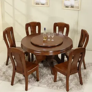 1.6 m 8 seat All solid wood round walnut color large round table round dining table combination home dining include turntable
