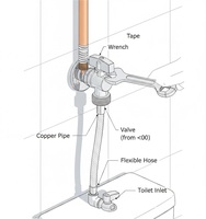 Robinet d'arrêt d'angle en laiton sans plomb chromé 1/2'' pour l'alimentation en eau des toilettes et des lavabos