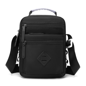 Wbpower Sac bandoulière en nylon pour homme, petit sac carré pour affaires, imperméable, usage quotidien, noir, gris, bleu foncé - Product Image 3