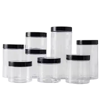 Bocaux en plastique PET transparents vides de 100 ml, 150 ml, 200 ml, 250 ml, 300 ml, 500 ml pour aliments, épices, bougies, cosmétiques avec couvercles en aluminium