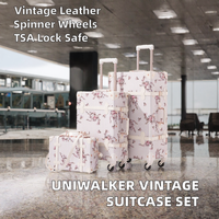 Ensemble de bagages vintage à motif floral, valise à roulettes avec serrure TSA, valise de voyage artisanale pour femmes et unisexe