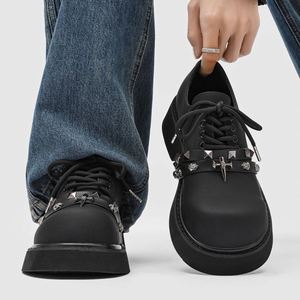 Chaussures à bout épais style punk pour hommes et femmes, chaussures Derby rehaussantes mates, chaussures de couple à plateforme cloutées subculturelles - Product Image 2