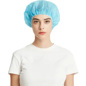 Tampa de cabeça do cabelo, rede elástica para enfermeira, tira de elástico, não tecido, tampas redondas, descartáveis, tampas bouffant