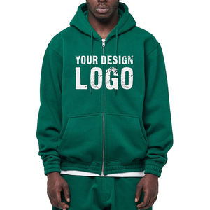 Sudadera con Capucha para Hombre, Gruesa, con Cierre Completo, Forro Polar, para Otoño e Invierno, Informal, de Color Sólido, Holgada - Product Image 1