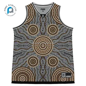 定制最佳质量升华男子篮球服球衣设计土著艺术丝网印刷团队篮球汗衫