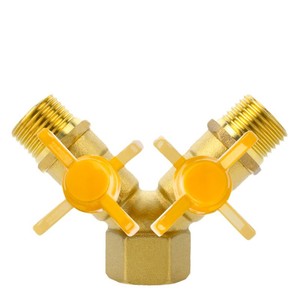 Válvula de gas de tres vías de latón Huihong, 4 puntos, rosca interna y externa, interruptor de gas natural, válvula de bola doble tipo Y para gas licuado - Product Image 2