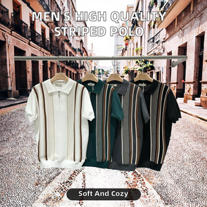 Men's Half <b>Zip</b> Knitted Viscose/Polyester 180g Short Sleeve Patchwork Casual Summer Front Logo Heat-Transfer Printed OEM Service - Product Image 2