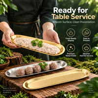 Assiette ovale en acier inoxydable de qualité alimentaire, durable et écologique, de style coréen, pour plats chauds, pâtes de crevettes, boulettes de viande, sushis, barbecues