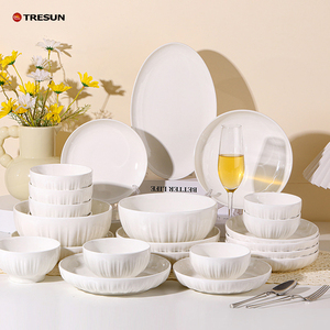 Porcelain Flower Design Plate and Bowl <b>Set</b> Hotel and Home Dinnerware Wholesale <b>Serving</b> <b>Dishes</b> for Restaurants - Product Image 1