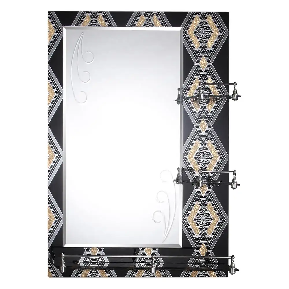 2023 left shelf special color double layers bathroom mirror with lamp