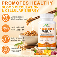 SOLOTREE Enzyme haute puissance 240 Capsules végétales liposomales de Nattokinase pour le soutien nutritionnel cardiovasculaire et la circulation sanguine