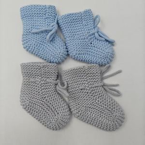 Chaussons bébé faits main <span class=keywords><strong>au</strong></span> <span class=keywords><strong>crochet</strong></span>, chaussettes souples en tricot pour nouveau-né avec fermeture à nouer - Product Image 6