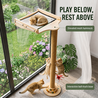 Arbre à chat mural avec hamac à ventouse, grand poteau à gratter en sisal et circuit de balles interactif, emballage de vente au détail personnalisé