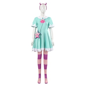 Lindo vestido <span class=keywords><strong>de</strong></span> cosplay <span class=keywords><strong>de</strong></span> princesa verde menta para <span class=keywords><strong>mujer</strong></span> con estampado <span class=keywords><strong>de</strong></span> <span class=keywords><strong>pulpo</strong></span>, calcetines a rayas y bolso con estrellas - Product Image 4