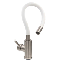Tuyau en caoutchouc de silicone 360 Rotation en acier inoxydable Robinet à une poignée ZY-K203LW mélangeur d'évier de cuisine Fonction eau chaude et froide
