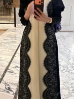 Nouvelle Abaya de Luxe Ouverte Hafizah pour Femme, Robe Longue Cardigan Noire et Blanche avec Bordure en Dentelle, Modeste, Style Musulman Islamique, Kaftan Dubaï, Jalabiya