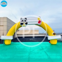 Arche géante de carnaval Airblown Éclairage publicitaire rose gonflable Cartoon Arche de décoration de fleurs gonflables pour fêtes et événements