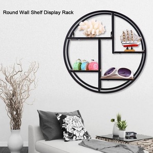 Circle Metal Iron Craft Display Rack Wood <strong>Wall</strong> <strong>Storage</strong> <strong>Unit</strong> for Bedroom Kitchen Office Bathroom Home Use with Plastic Material - Product Image 6