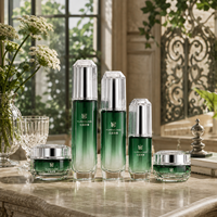 Flacon pompe et pot à crème en verre dégradé vert rhomboïde de qualité supérieure, 30g, 50g, 40ml, 110ml, 130ml, conteneur cosmétique vide