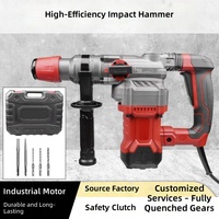 Marteau perforateur électrique trois-en-un, perceuse à percussion pour béton, qualité industrielle, haute puissance, 220-240V, diamètre de perçage maximal de 26 mm
