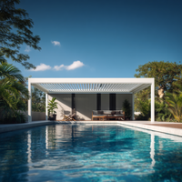 Pergola autoportante moderne bioclimatique en aluminium avec revêtement en poudre, à lames orientables, pour jardin, gazebo extérieur réglable, LED