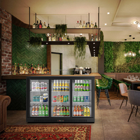 Réfrigérateur à vin blanc personnalisé, porte battante noire, réfrigérateur de bar, porte en verre, refroidisseur de canettes de bière, ventilateur, capacité de 304 L, commande numérique pour bar