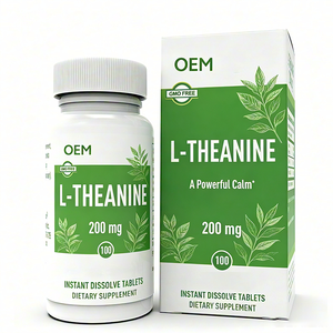 <span class=keywords><strong>L</strong></span>-Théanine 200mg Comprimés à dissolution instantanée 100 unités Sans OGM Supplément OEM pour le soutien de la tranquillité et de la relaxation - Product Image 1