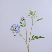 Bunga Scabiosa Sutra Biru Buatan 3 Kepala, Romantis dan Menawan untuk Dekorasi Pernikahan, Rumah, dan Pesta